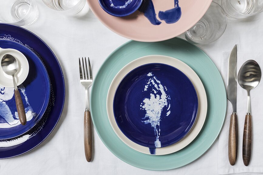 Feast Pepper Assiettes Plates 26,5 cm, blanches et noires, Lot de 2