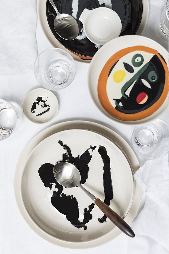 Feast Pepper Assiettes Plates 26,5 cm, blanches et noires, Lot de 2