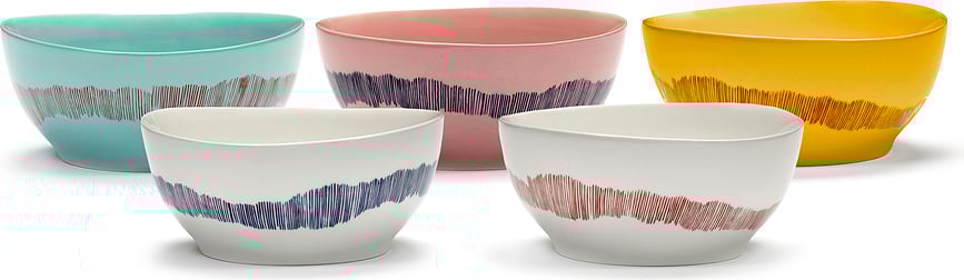 Feast Bols 16 cm, roses et bleus, Lot de 4