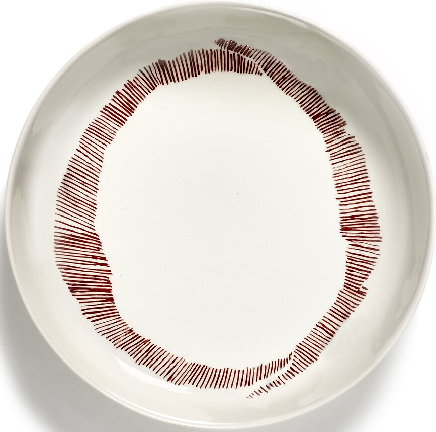 Feast Globoki Krožniki, 22 cm, belo-rdeči, 2 kosa