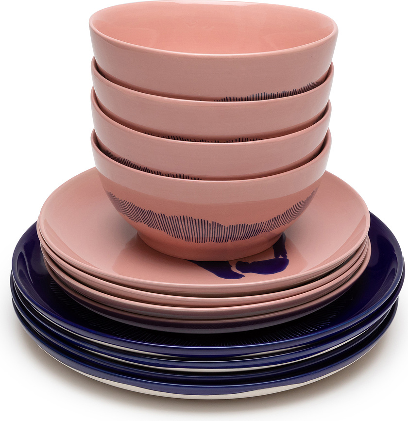 Feast Jedilni set, roza-moder, 12 kosov