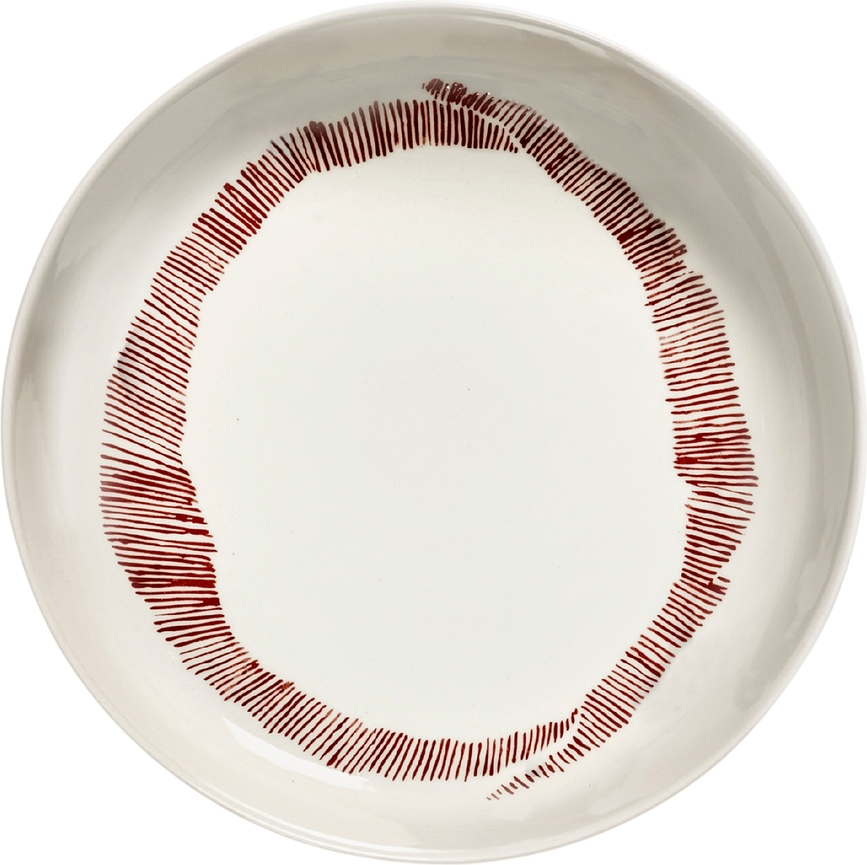 Feast Krožnik globok, 22 cm, belo-rdeč