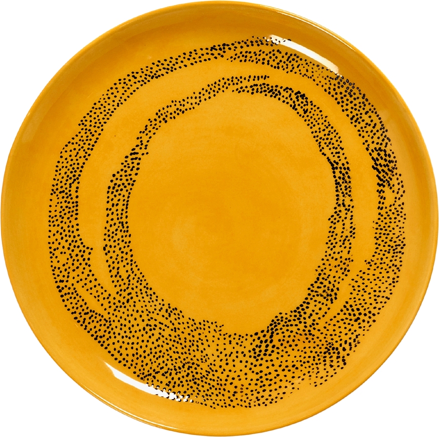 Feast Ontbijtbord gestippeld, 22,5 cm, geel-wit