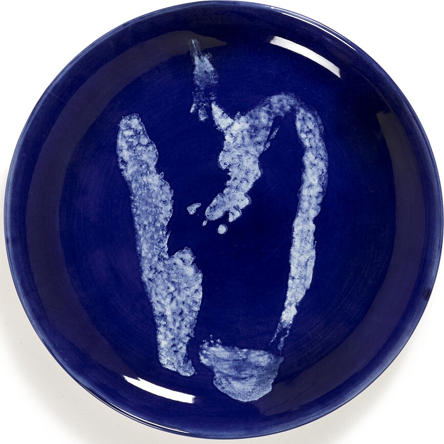 Feast Pepper Assiettes à Déjeuner 19 cm, bleu foncé et blanc, Lot de 2