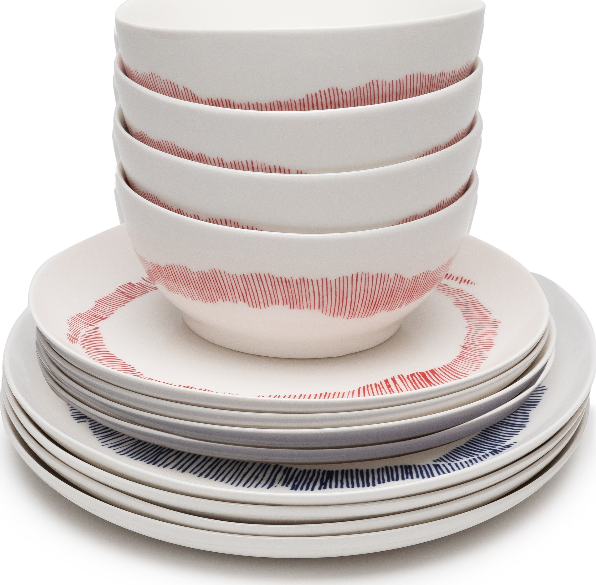 Feast Tafelservice weiß-rot-blau, 12-teilig