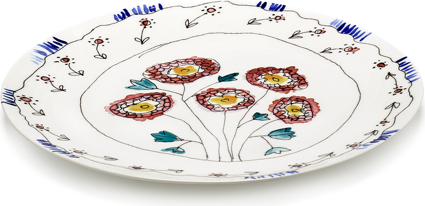 Plato de servir Midnight Flowers Camelia, 35 cm, berenjena