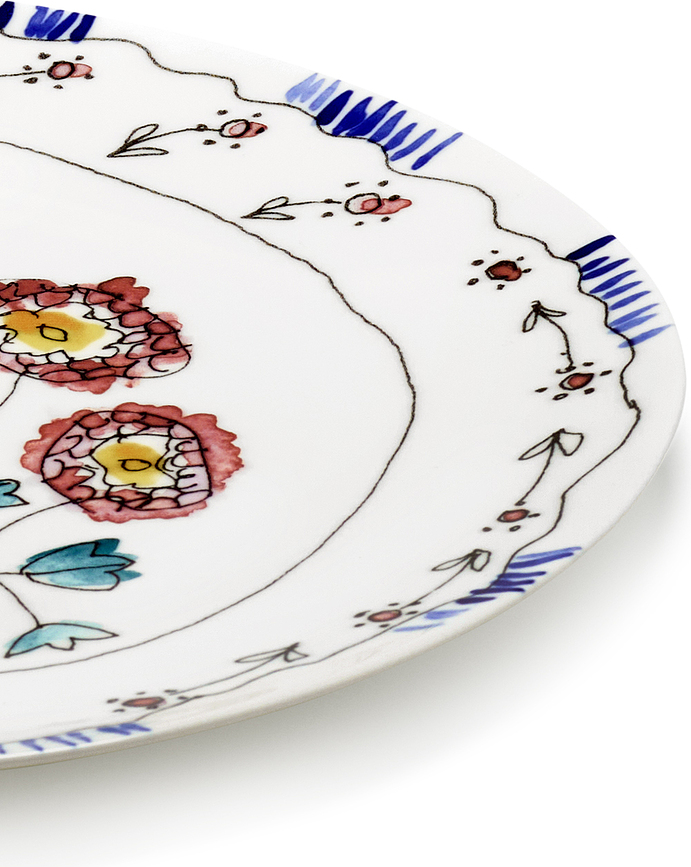 Plato de servir Midnight Flowers Camelia, 35 cm, berenjena