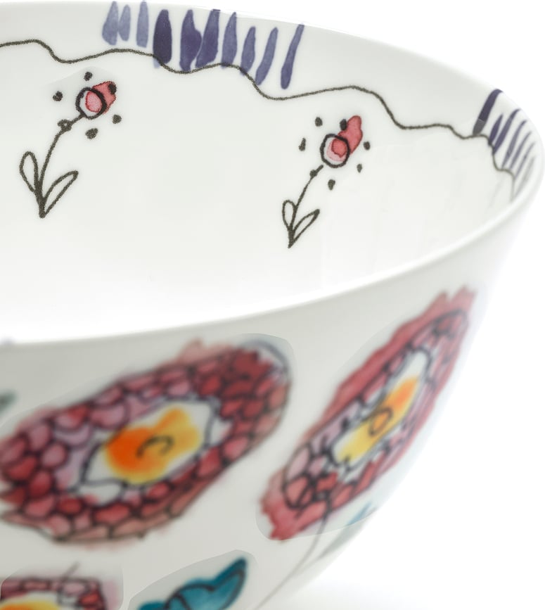 Bol para servir Midnight Flowers Anemone Vaniglia, 25 cm