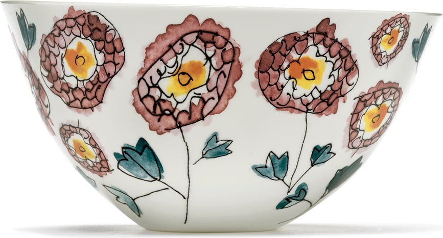 Bol para servir Midnight Flowers Anemone Vaniglia, 25 cm