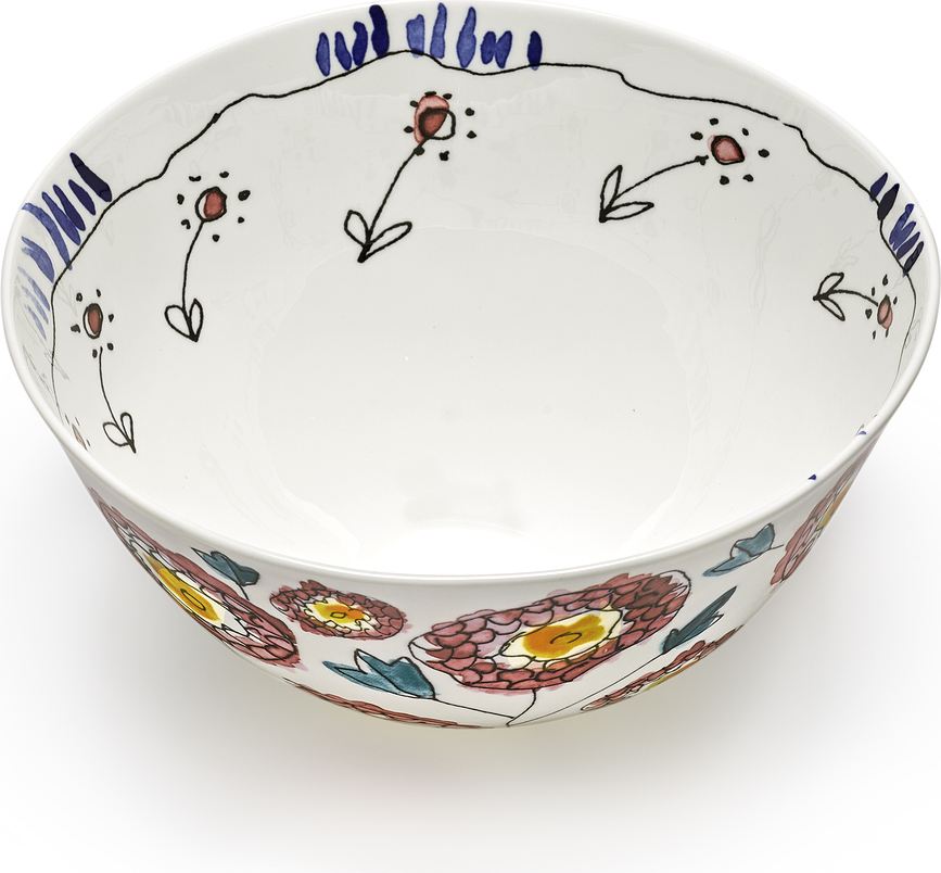 Bol para servir Midnight Flowers Anemone Vaniglia, 25 cm