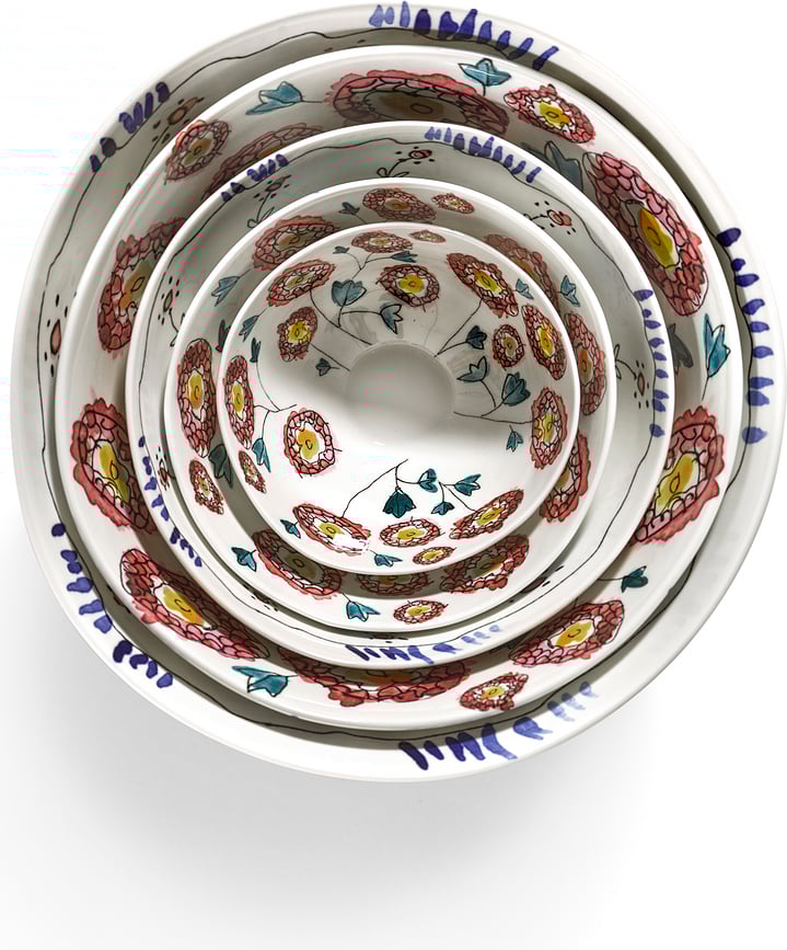 Bol para servir Midnight Flowers Anemone Vaniglia, 25 cm