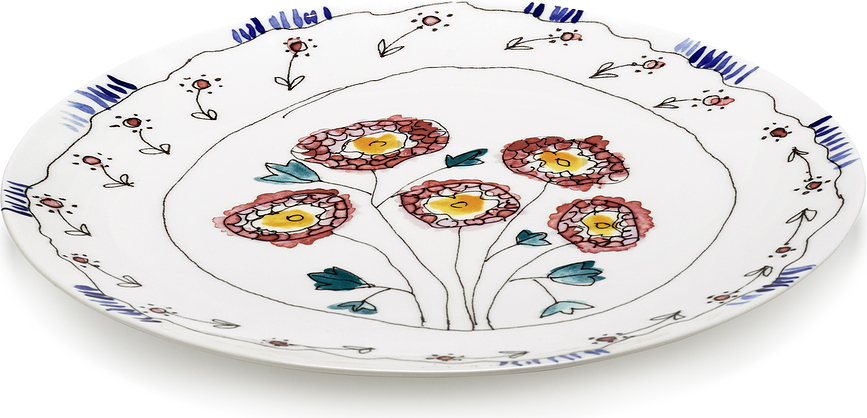 Plato de Servir Midnight Flowers Camelia Aubergine, 31 cm