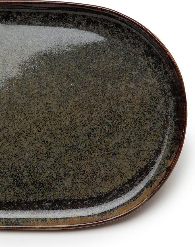 Fuentes ovaladas Surface, 25 cm, negro y gris, 2 unidades