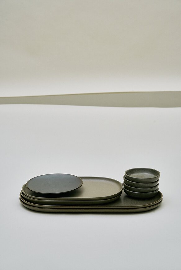 Fuentes ovaladas Surface, 25 cm, negro y gris, 2 unidades