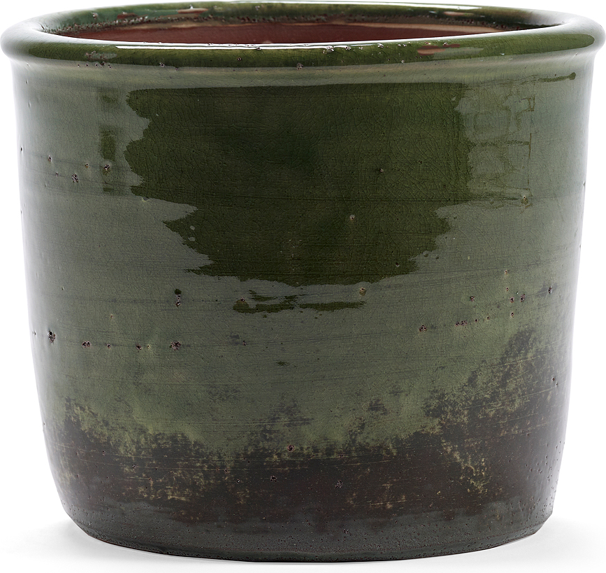 Glazed Shades Cvetlični lonec, 20 cm, temnozelen