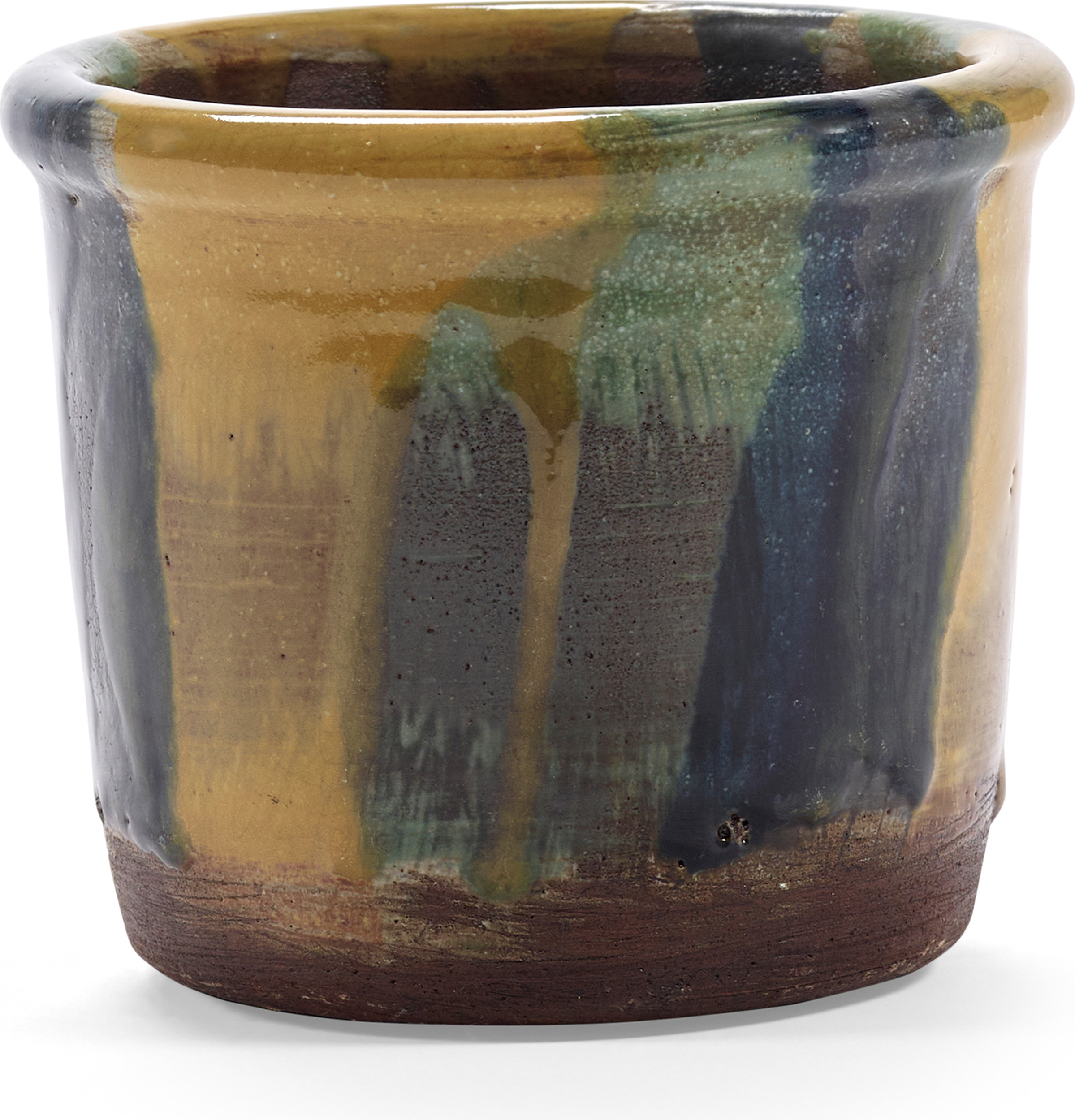 Glazed Shades Übertopf 11 cm, gelb-blau