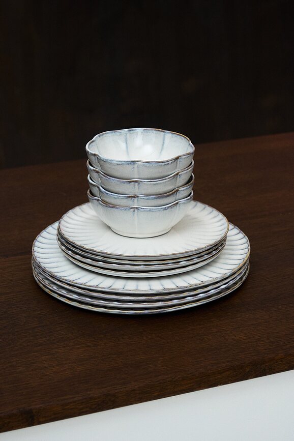 Inku Assiettes à Déjeuner 21 cm, blanches, Lot de 4