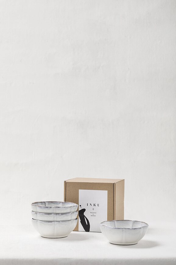 Inku Ribbed Μπολ, 9 cm, λευκά, 4 τμχ