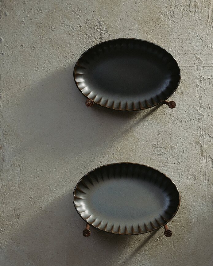 Inku Saladiers ovales, 22 cm, verts foncés, Lot de 2