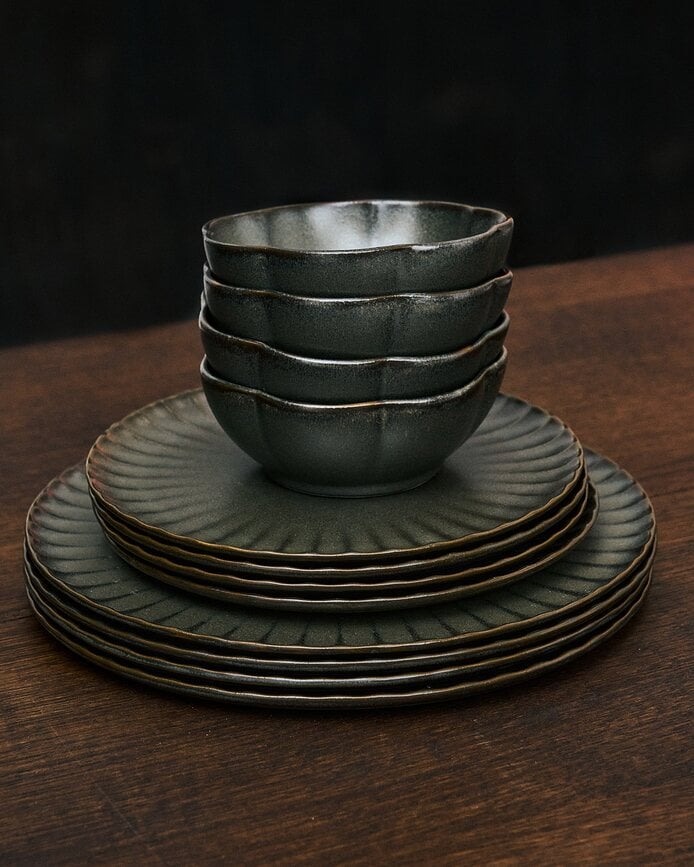 Inku Tanjuri za glavno jelo 27 cm tamnozeleni 4 kom.