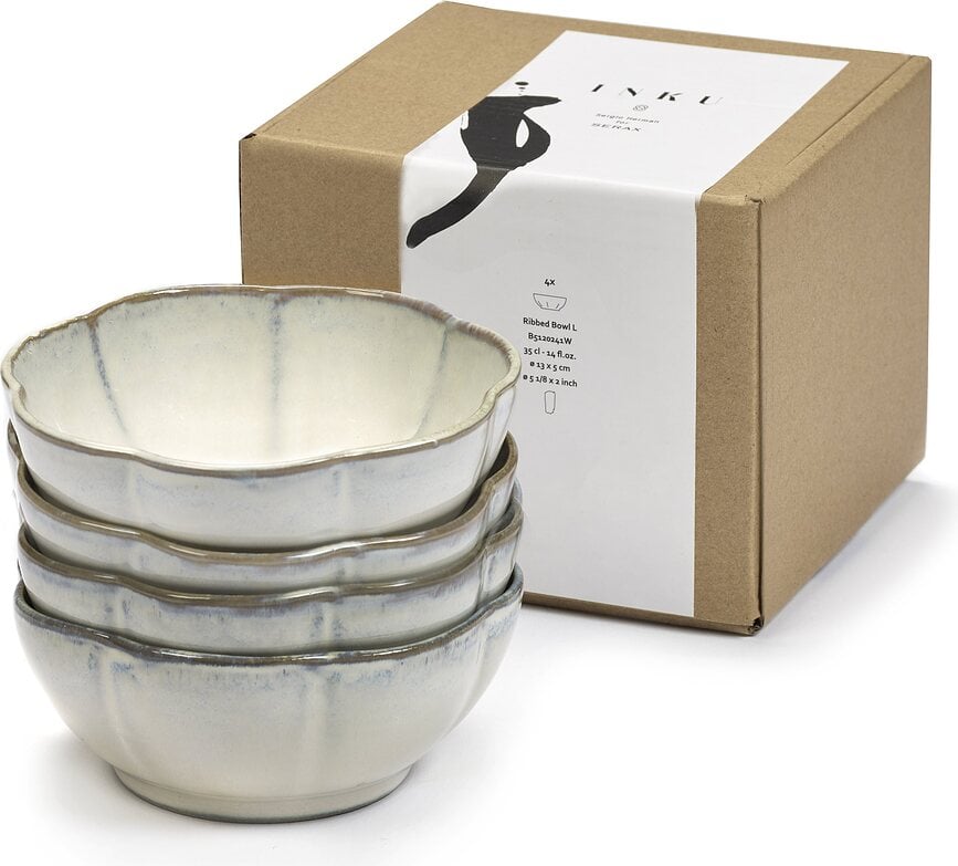 Inku Ribbed Zdjele 13 cm bijele 4 kom.