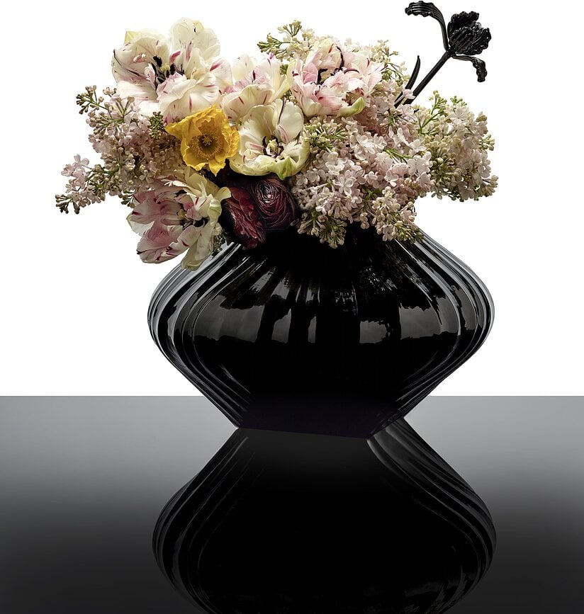 Jarrón de cristal Josephine 23,6 cm negro mate