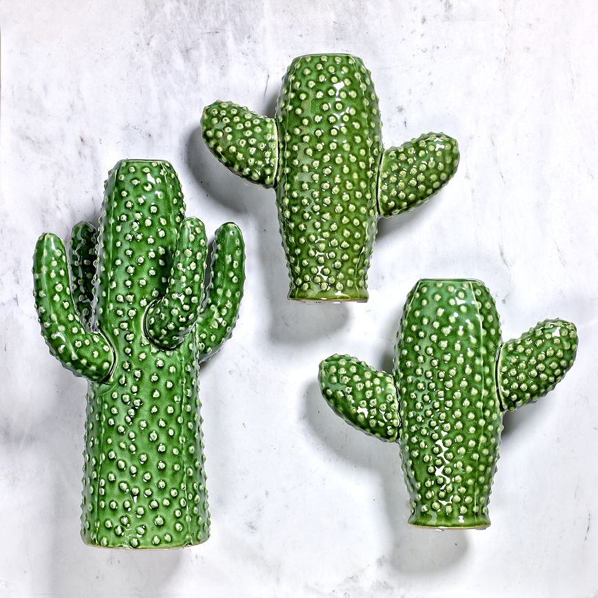 Jarrón decorativo Urban Jungle, diseño de cactus, 39,5 cm