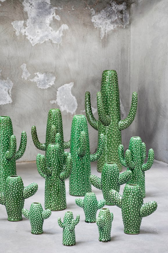 Jarrón decorativo Urban Jungle, diseño de cactus, 39,5 cm