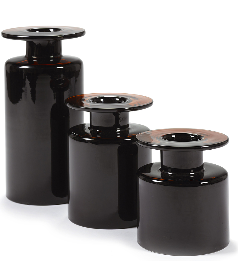 Jarrón Wind & Fire, 40 cm, marrón y azul