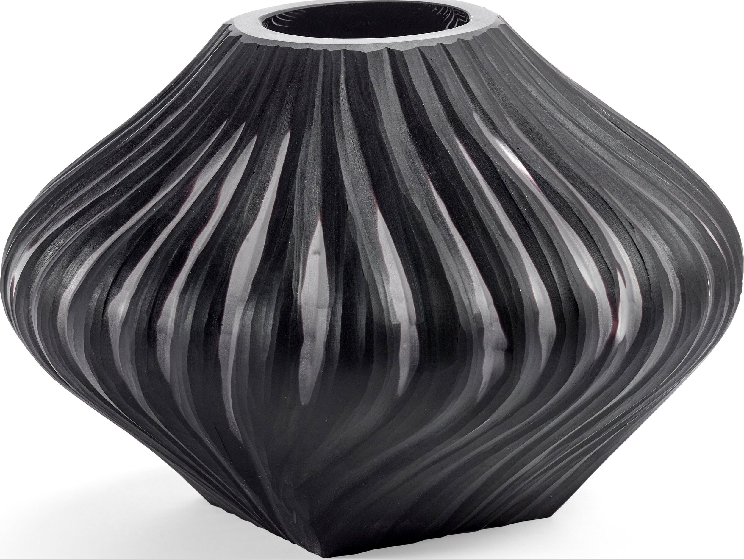 Josephine Glasvase 23,6 cm, schwarz matt