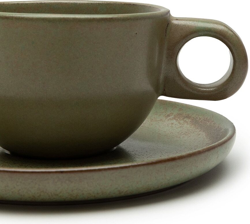 Tazas de Café Lungo con platillos Surface, 130 ml, negro y gris, 4 unidades