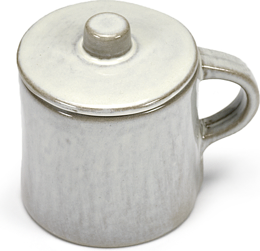 Juego de tazas de café espresso con tapa La Mère, 110 ml, blanco roto, 2 unidades