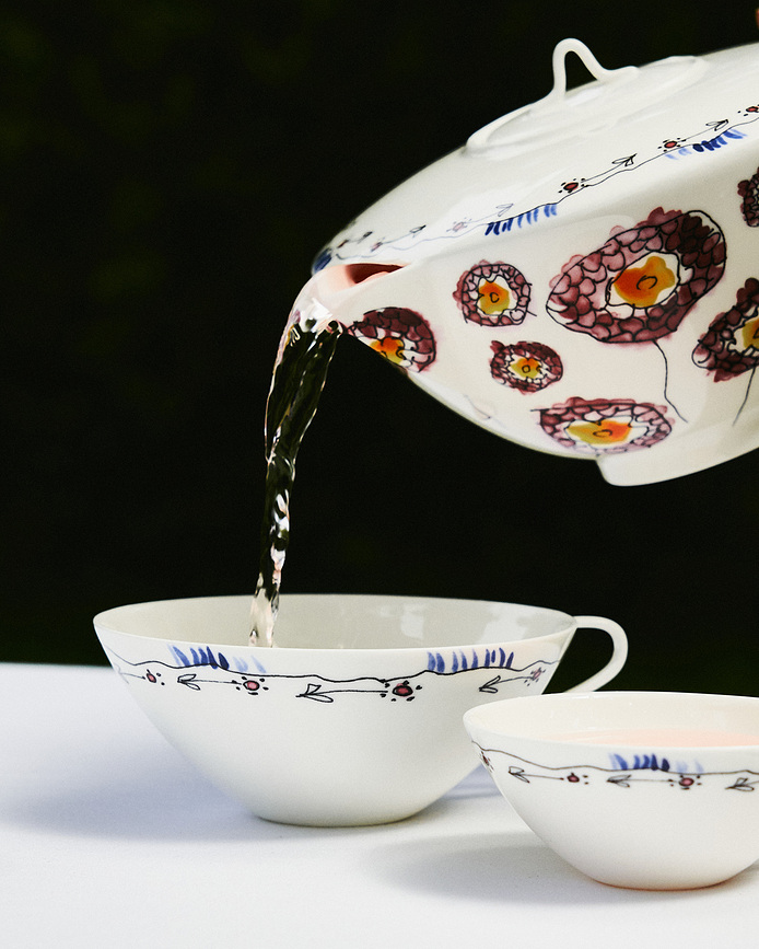 Juego de tazas de café Midnight Flowers Blossom Milk, 100 ml, 2 unidades