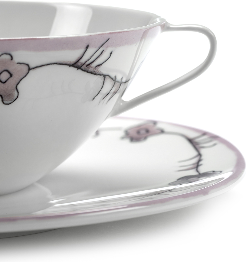 Juego de tazas para consomé con platos Midnight Flowers Blossom Milk 350 ml, 2 unidades