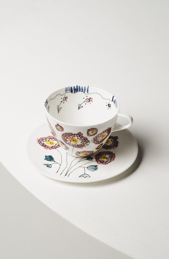 Juego de vajilla Midnight Flowers Anemone Milk, 6 piezas