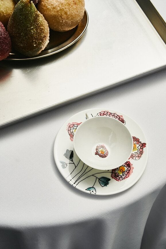 Juego de vajilla Midnight Flowers Anemone Milk, 6 piezas