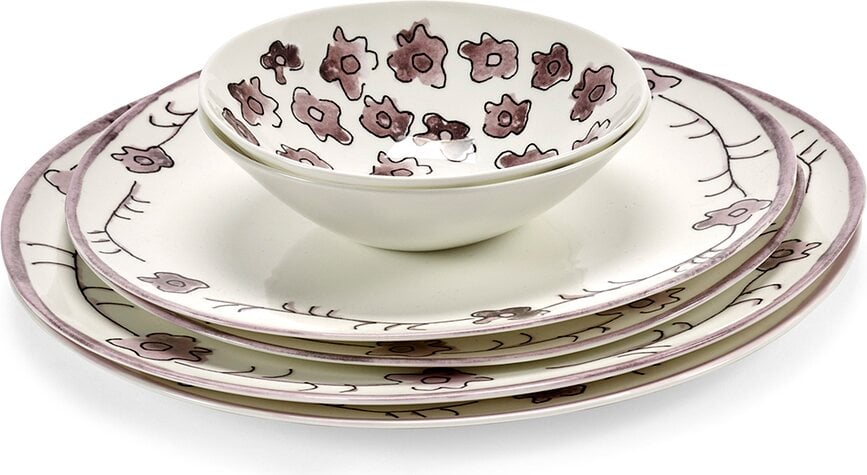 Juego de vajilla Midnight Flowers Dark Viola, 6 piezas