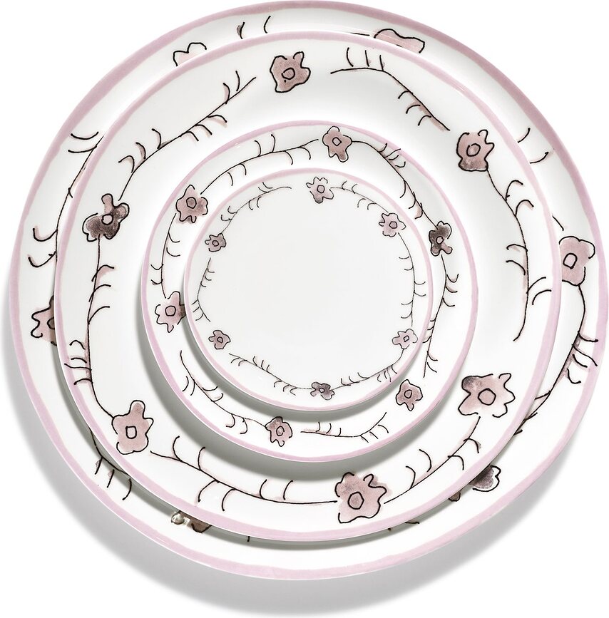 Juego de vajilla Midnight Flowers Dark Viola, 6 piezas