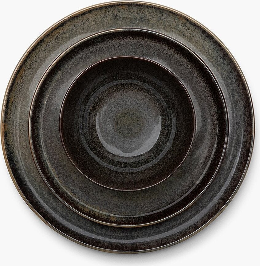 Juego de vajilla Surface, negro-gris, set de 12 piezas