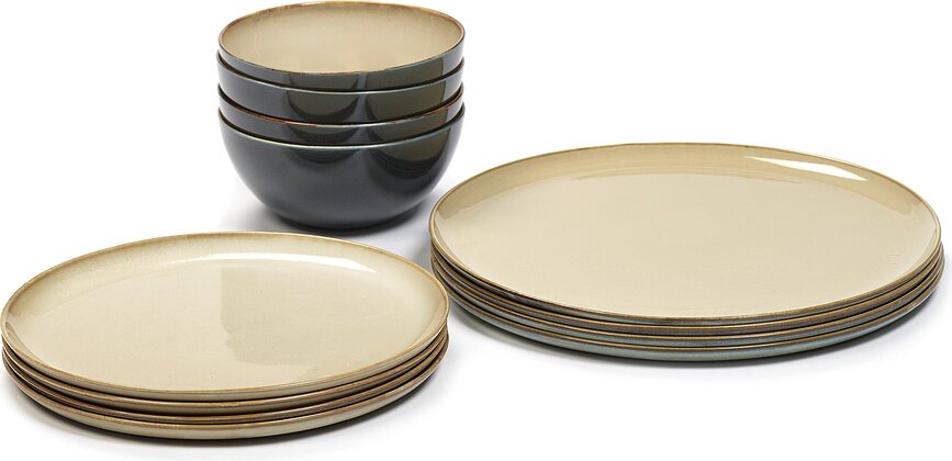 Juego de vajilla Terres de Rêves, beige, set de 12 piezas