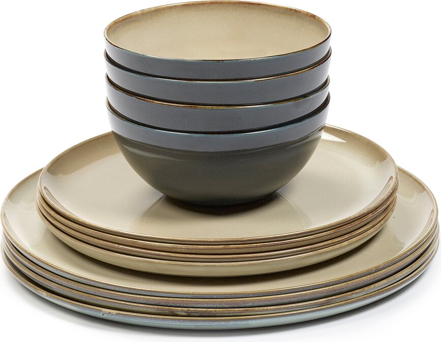 Juego de vajilla Terres de Rêves, beige, set de 12 piezas