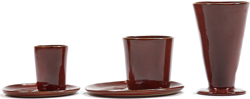 La Mère Kaffemuggar utan öra 130 ml, röda, 2 st