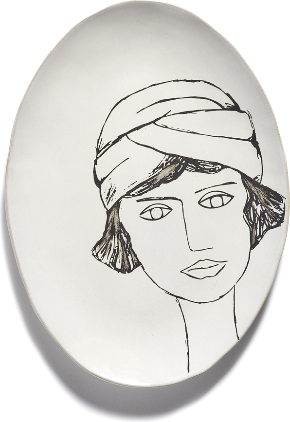 La Mère Πιατέλα Σερβιρίσματος οβάλ, 37,5 εκ., λευκό-μαύρο