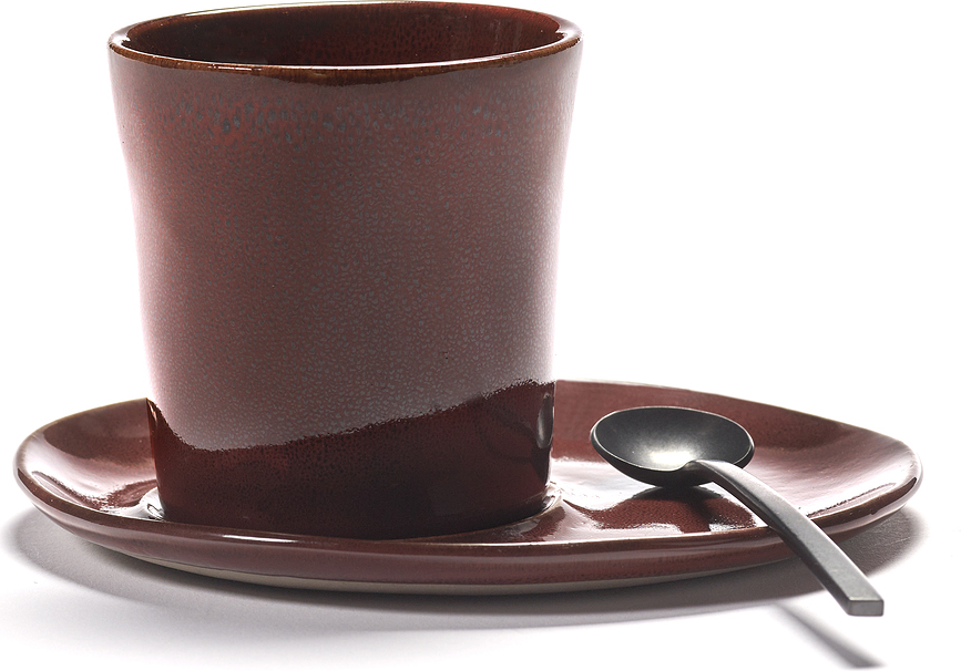 La Mère Soucoupes pour tasses à café 14,5 cm, rouges, lot de 2