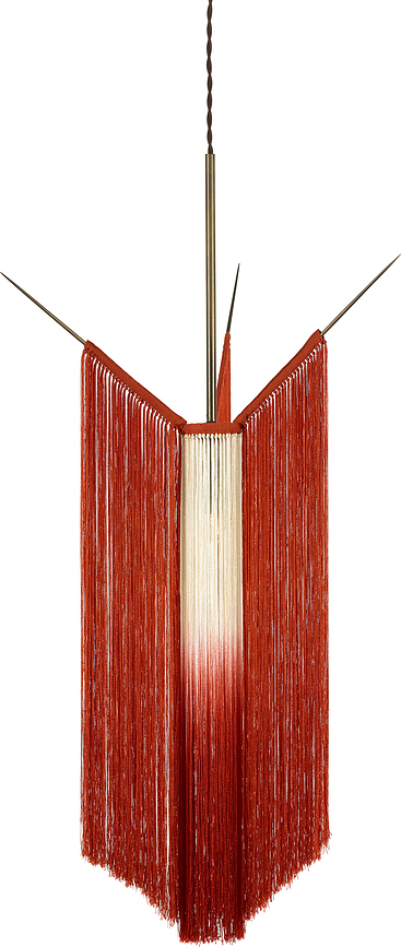 Lampada a sospensione Chan 40 cm, rossa e bianca