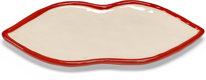 Les Objets Mouleversants Krožnik za serviranje, 22 cm, belo-rdeč