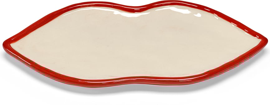 Les Objets Mouleversants Tanjuri za posluživanje 22 cm bijelo-crveni 4 kom.