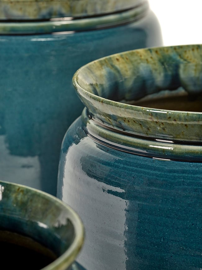 Maceta decorativa esmaltada Glazed Shades, 30 cm, gris azulado