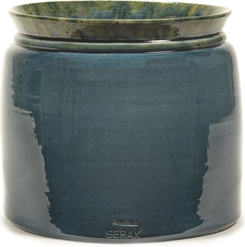 Maceta decorativa esmaltada Glazed Shades, 30 cm, gris azulado