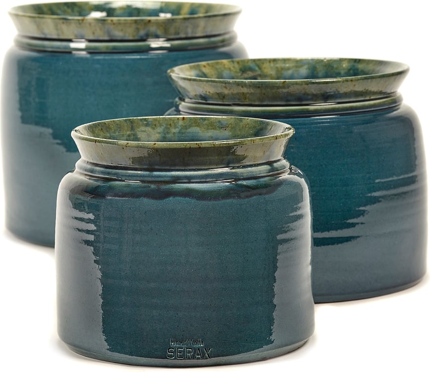 Maceta decorativa esmaltada Glazed Shades, 30 cm, gris azulado